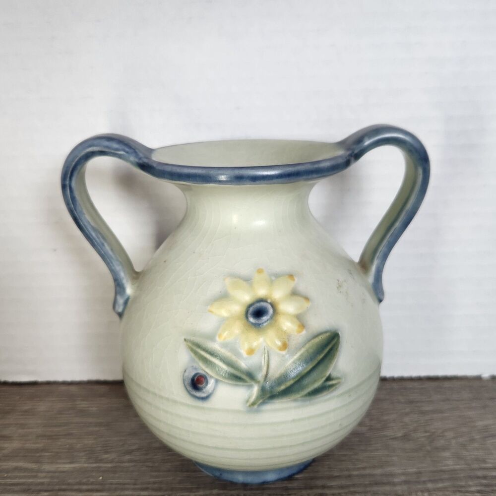 Gertrud Lönegren At Rörstrand Handmålad Sweden Art Pottery Floral Vase 1930s